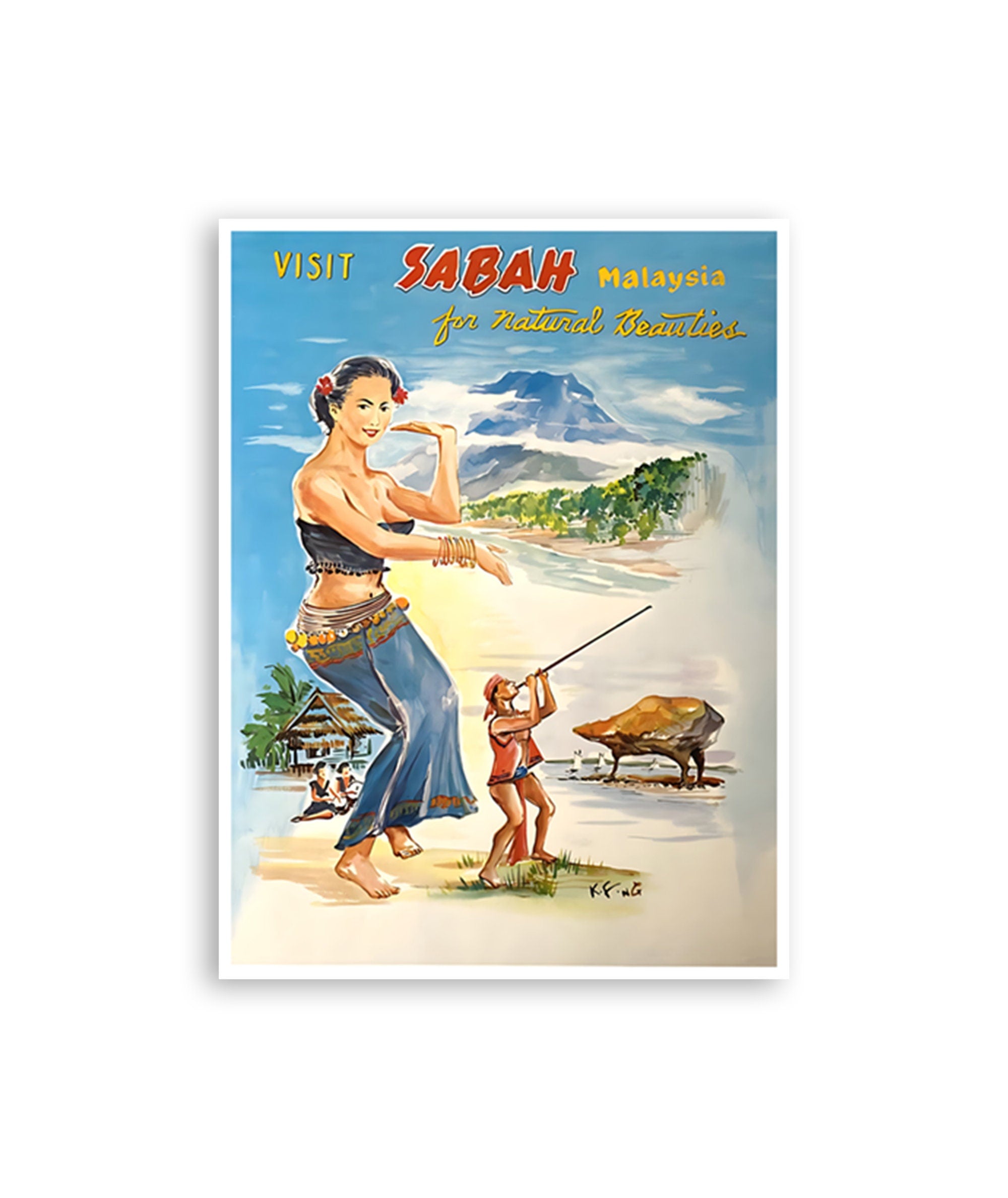 Vintage Malaysia Art Travel Poster Asian Wall Art Malaysian Print (XR4443)