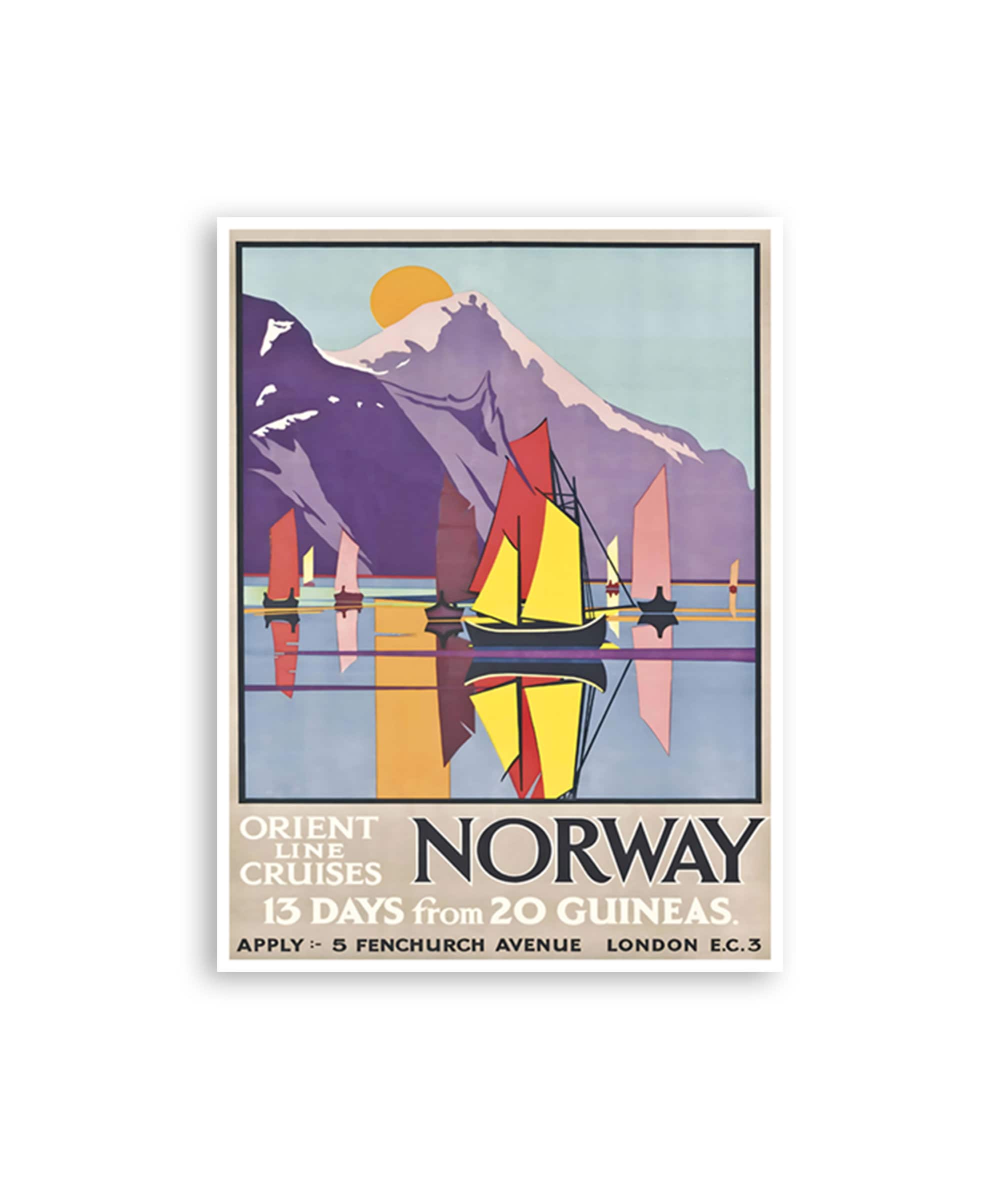 Norway Travel Poster Vintage Cruise Ship Art Norwegian Decor Print (H1443)