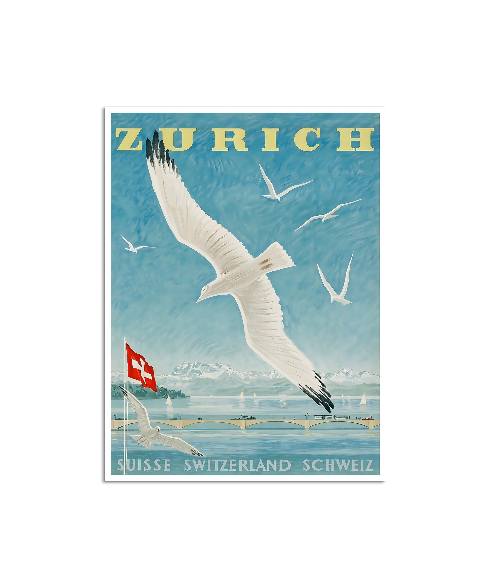 Zurich Travel Poster Vintage Art Swiss Gift Switzerland Print (H1450)