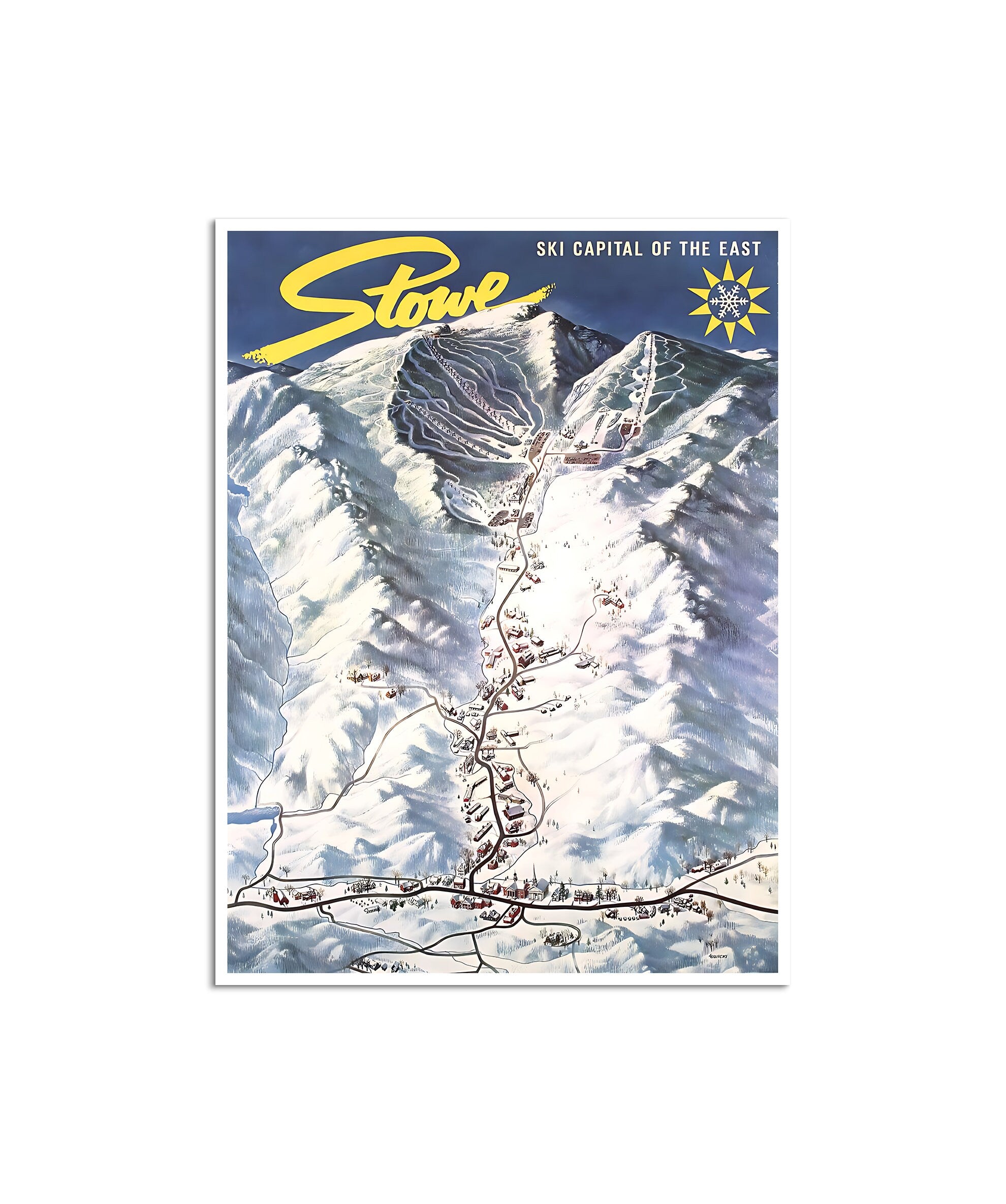 Stowe Vermont Poster Skiing Art Vintage Ski Print (H1477)