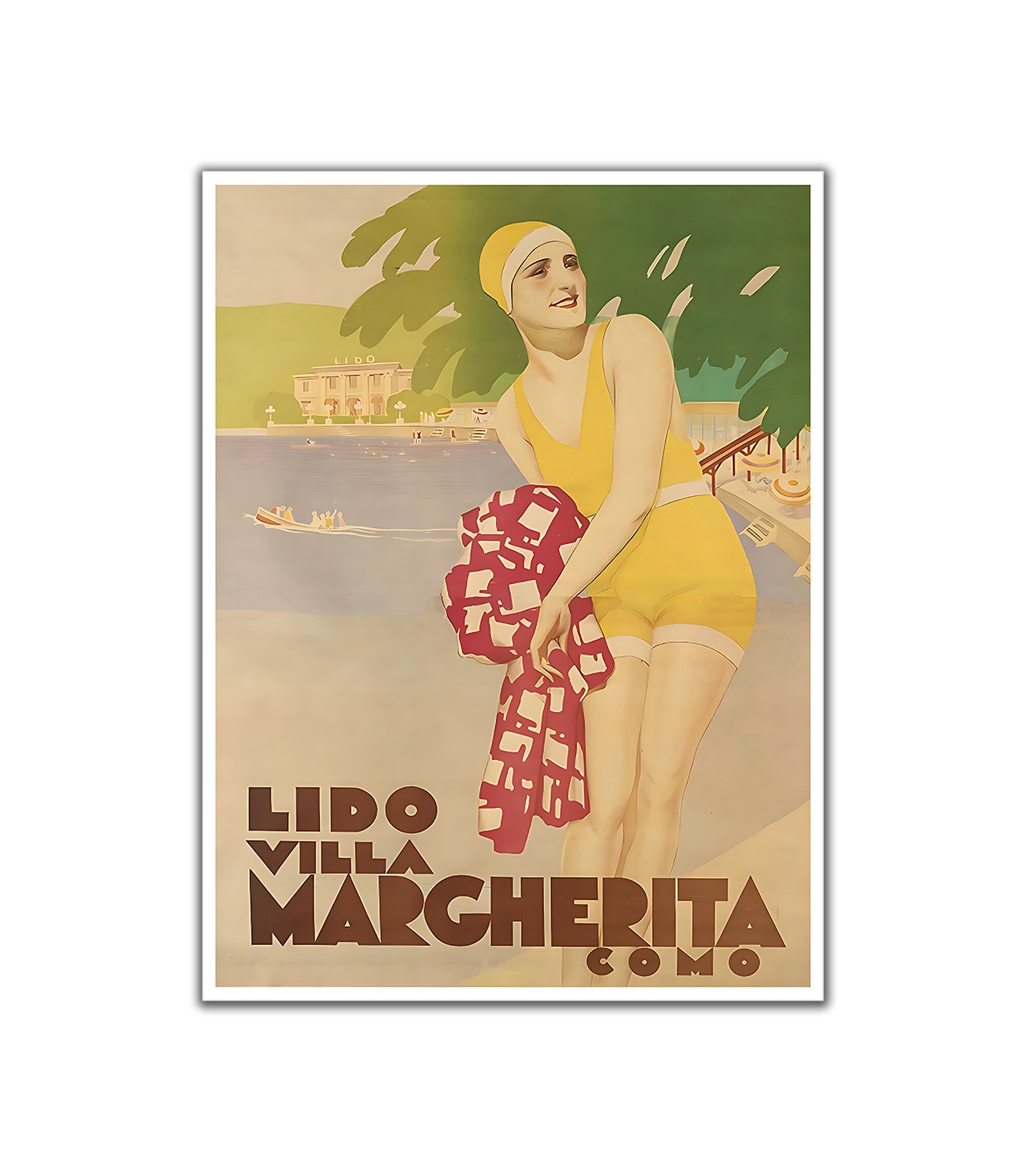 Lake Como Poster Italy Travel Art Villa Margherita Vintage Print (XR4524)