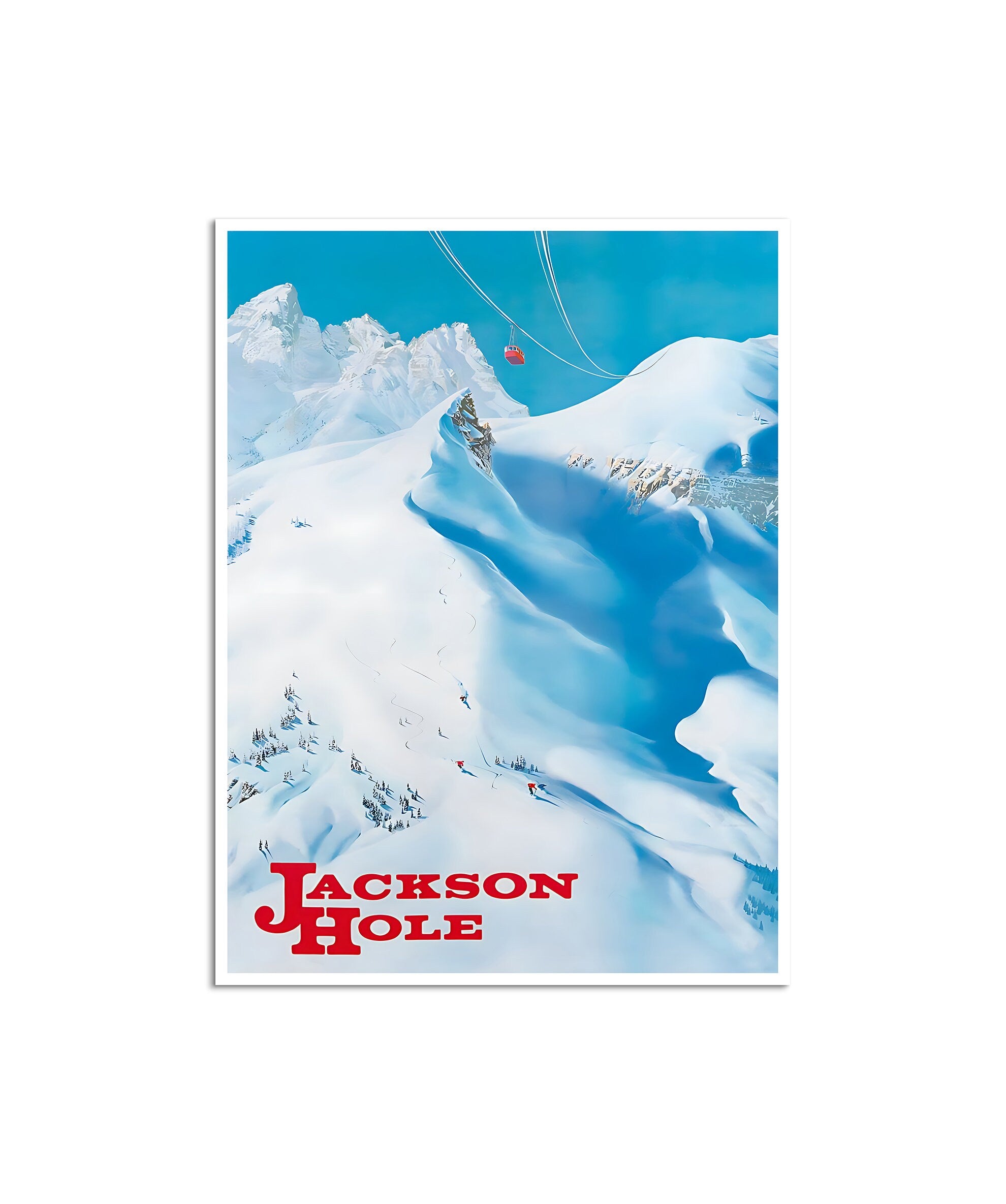 Jackson Hole Poster Wyoming Travel Art Vintage Ski Print (H1473)