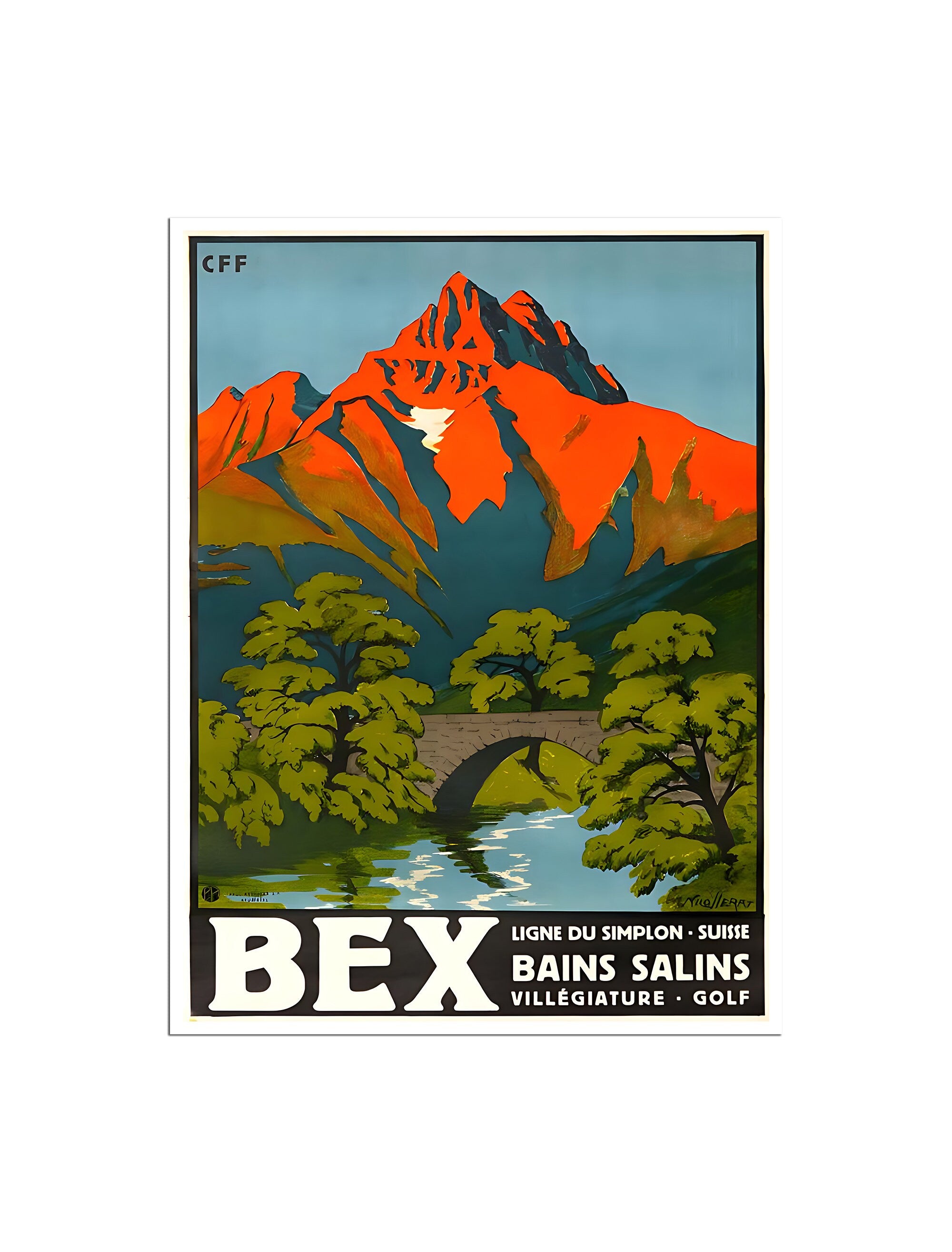 Bex Switzerland Poster Swiss Mountains Art Vintage Print (H1475)
