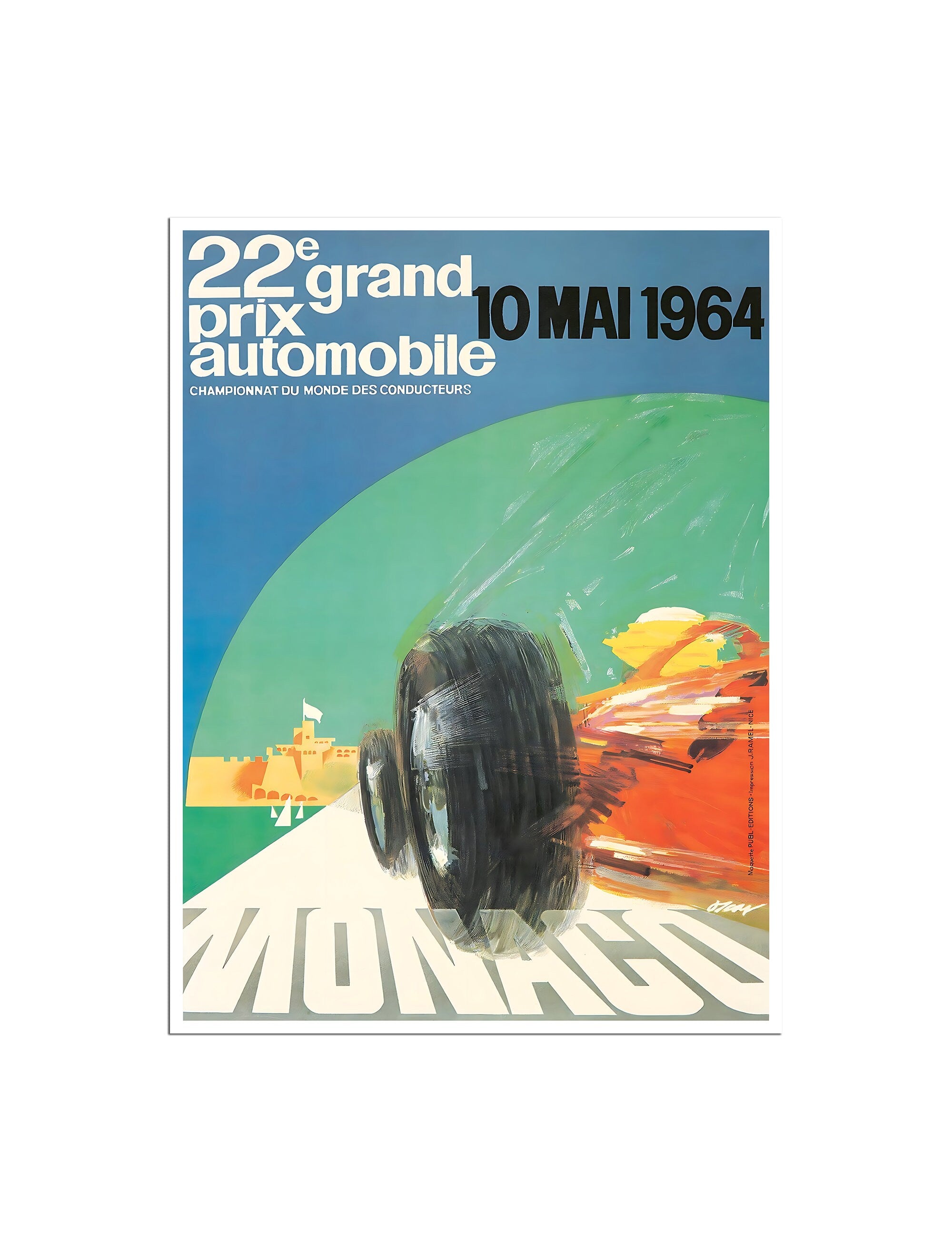 Monaco Racing Art Race Car Poster Motorsports Retro Print (H1461)