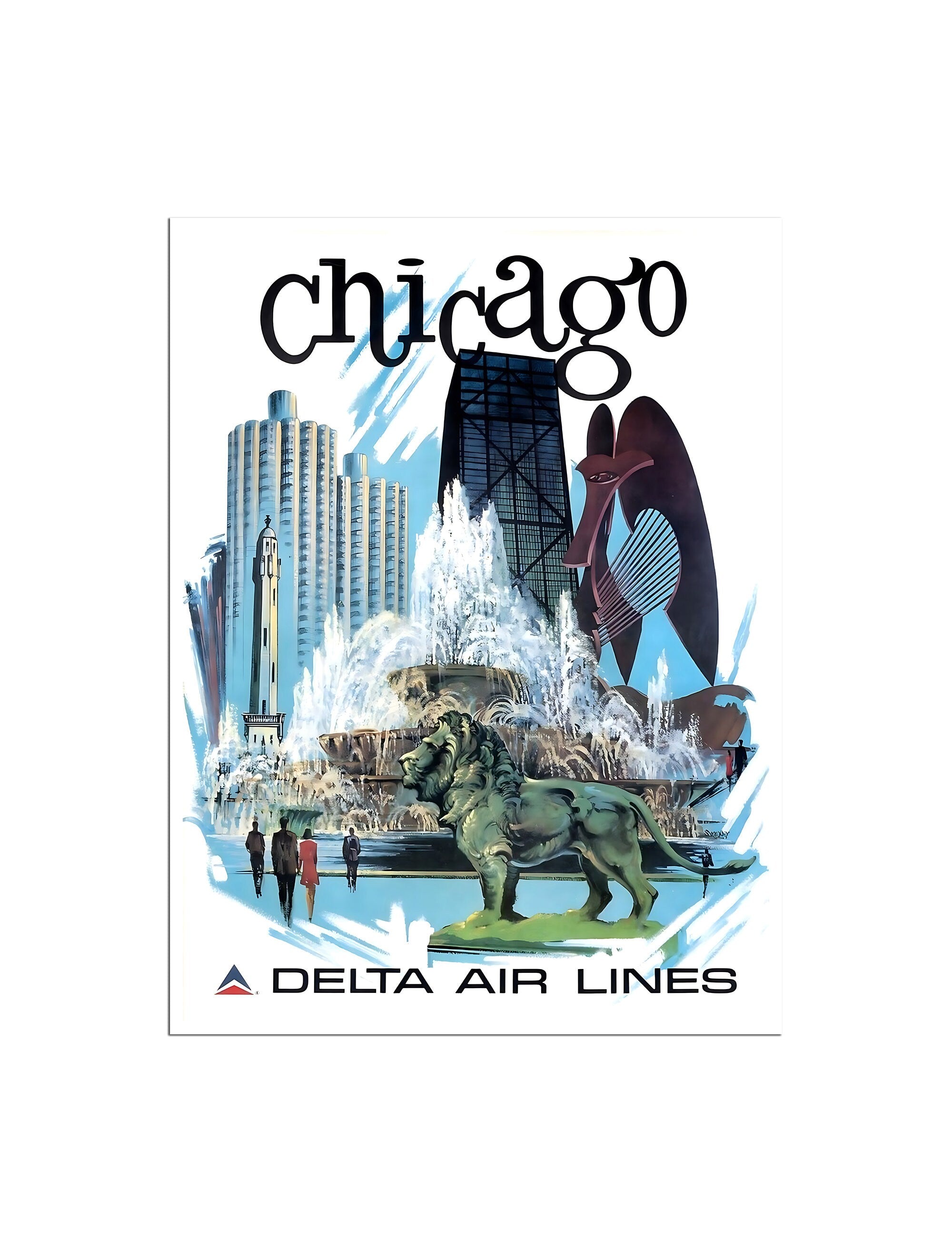 Chicago Travel Poster Illinois Tourism Art Vintage Print Home Decor (XR4562)