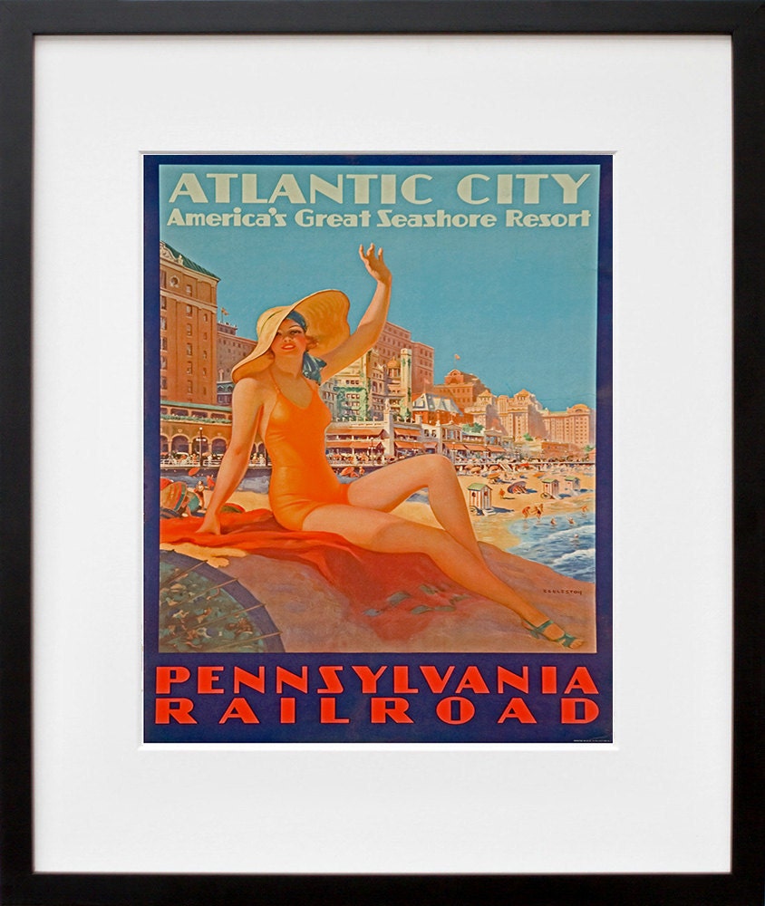 Travel Art Print Atlantic City NJ Advertising Poster (TR26)