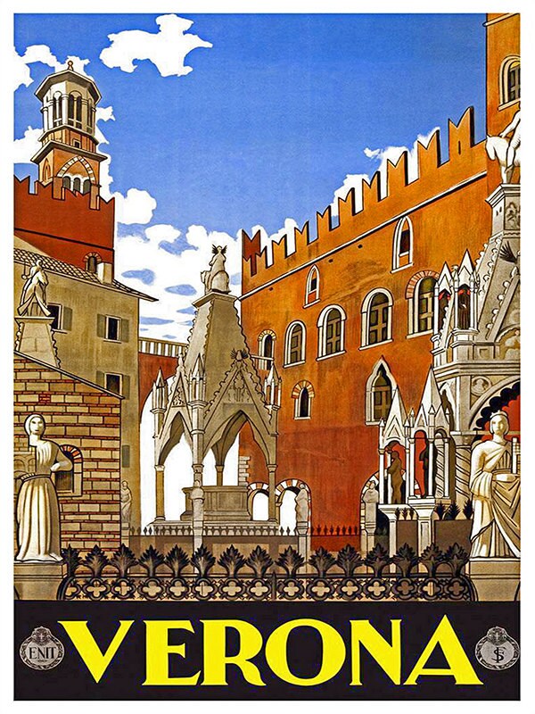 Italian Travel Art Print Verona Italy Advertising Poster (TR29)