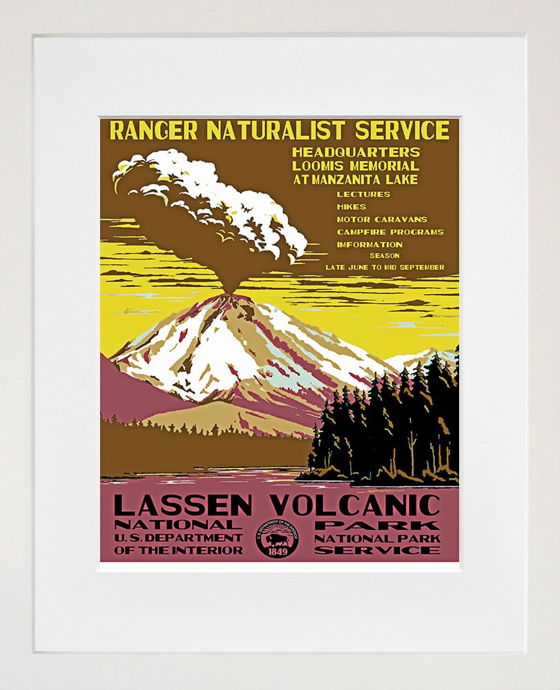 National Parks Poster Lassen Volcanic Travel Art Print Advertising Poster (TR35)