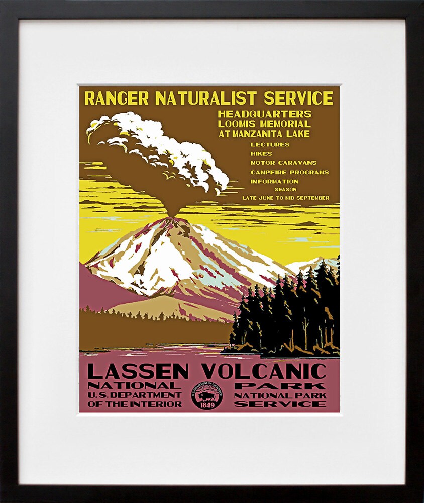 National Parks Poster Lassen Volcanic Travel Art Print Advertising Poster (TR35)