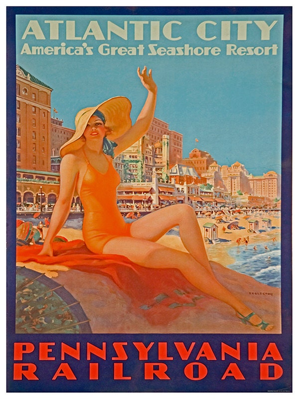 Travel Art Print Atlantic City NJ Advertising Poster (TR26)