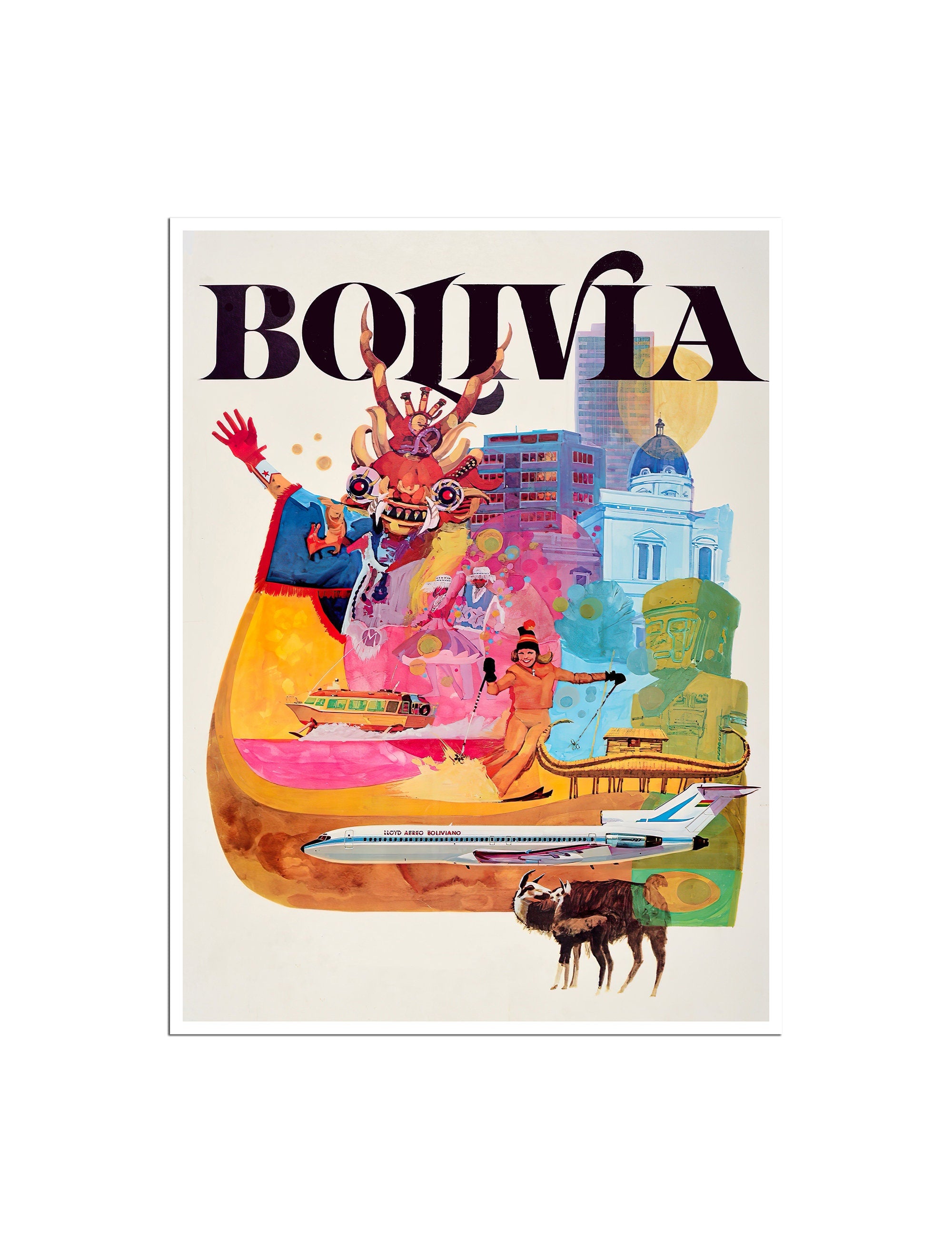 Bolivia Travel Poster Vintage South American Art Print Retro (XR4553)