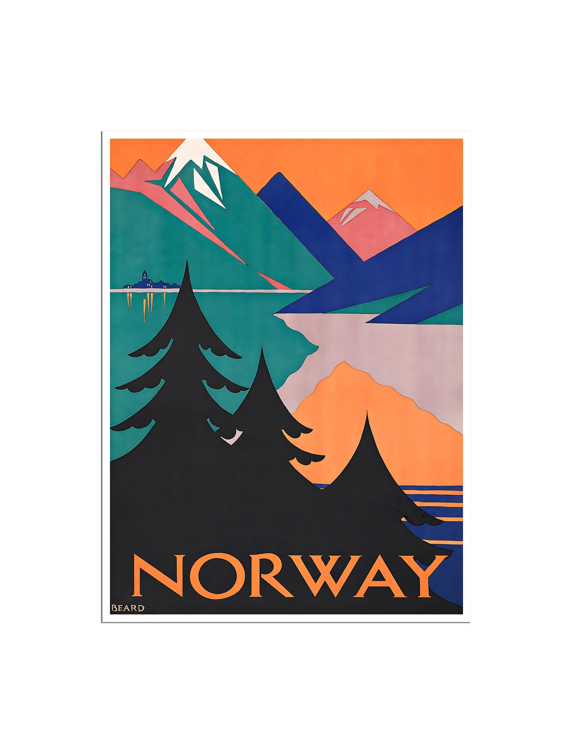 Norway Travel Art Vintage Norwegian Print Retro Poster (H1525)