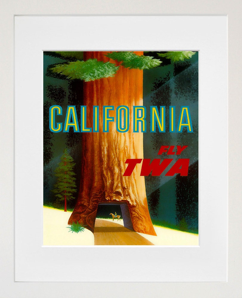 California Travel Poster Red Woods Vintage Art Print (TR20)
