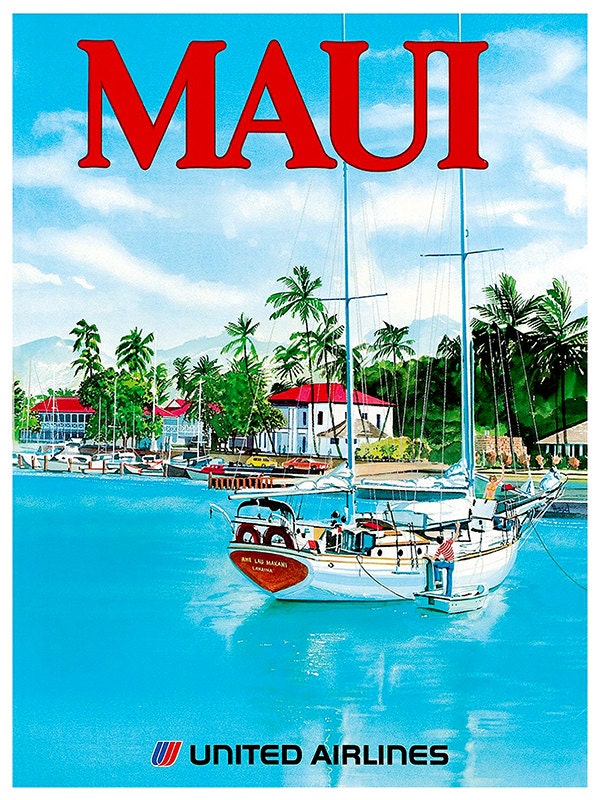 Hawaii Travel Art Poster Maui Vintage Print (TR18)