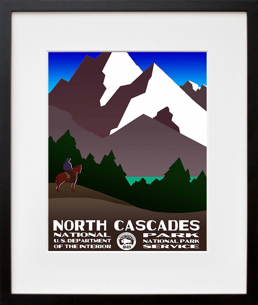 National Parks Travel Poster North Cascades Art Print (TR63)