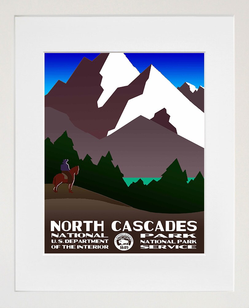 National Parks Travel Poster North Cascades Art Print (TR63)