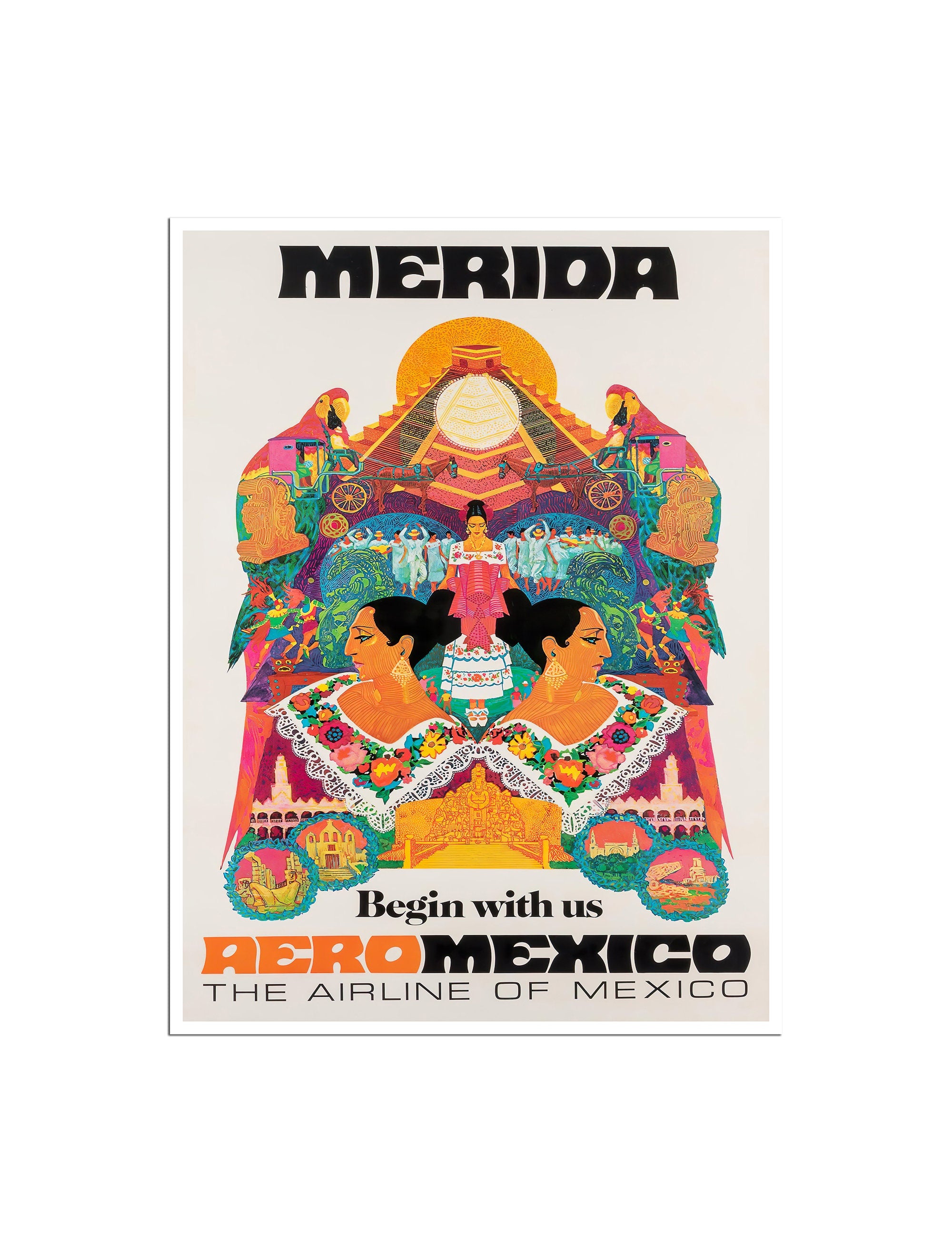 Merida Travel Poster Yucatan Mexico Vintage Art Print (XR4588)