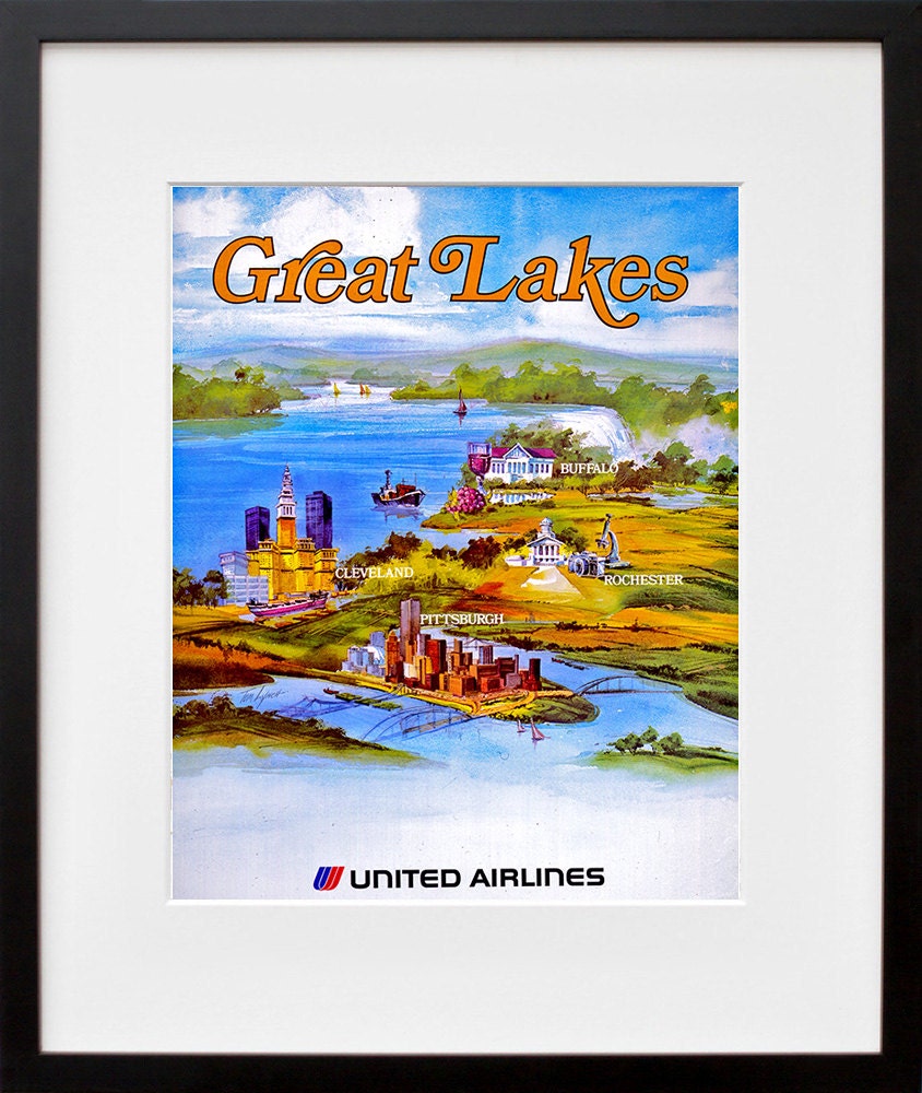 Travel Poster Art Great Lakes America Print (TR41)