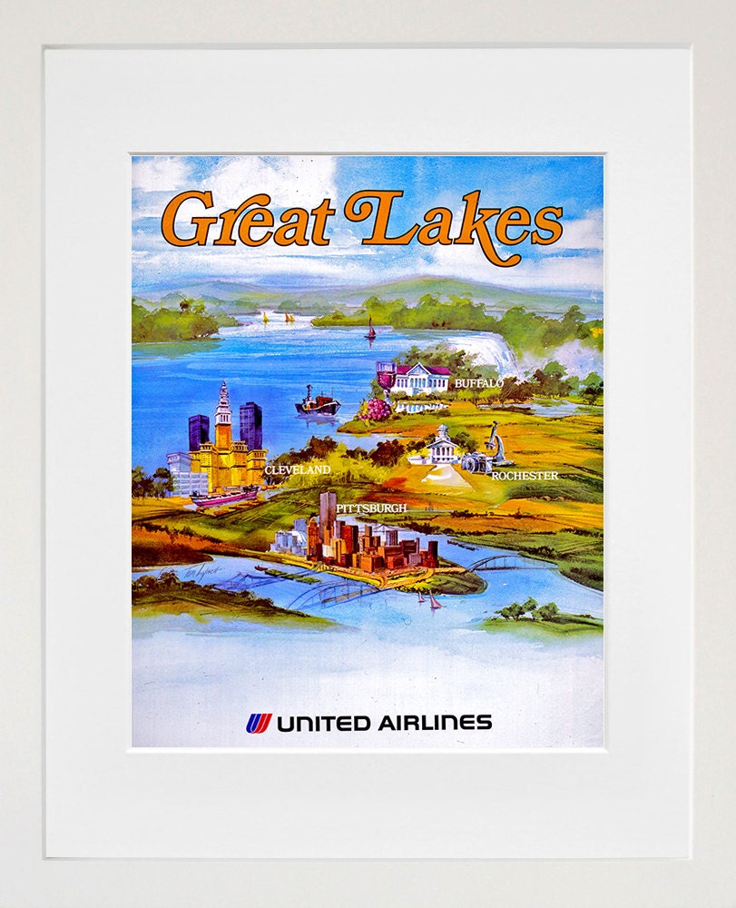 Travel Poster Art Great Lakes America Print (TR41)
