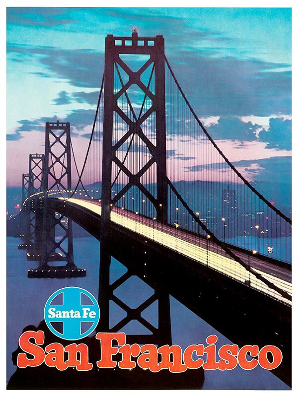 Art Print San Francisco Golden Gate Bridge Vintage Travel Poster (TR87)