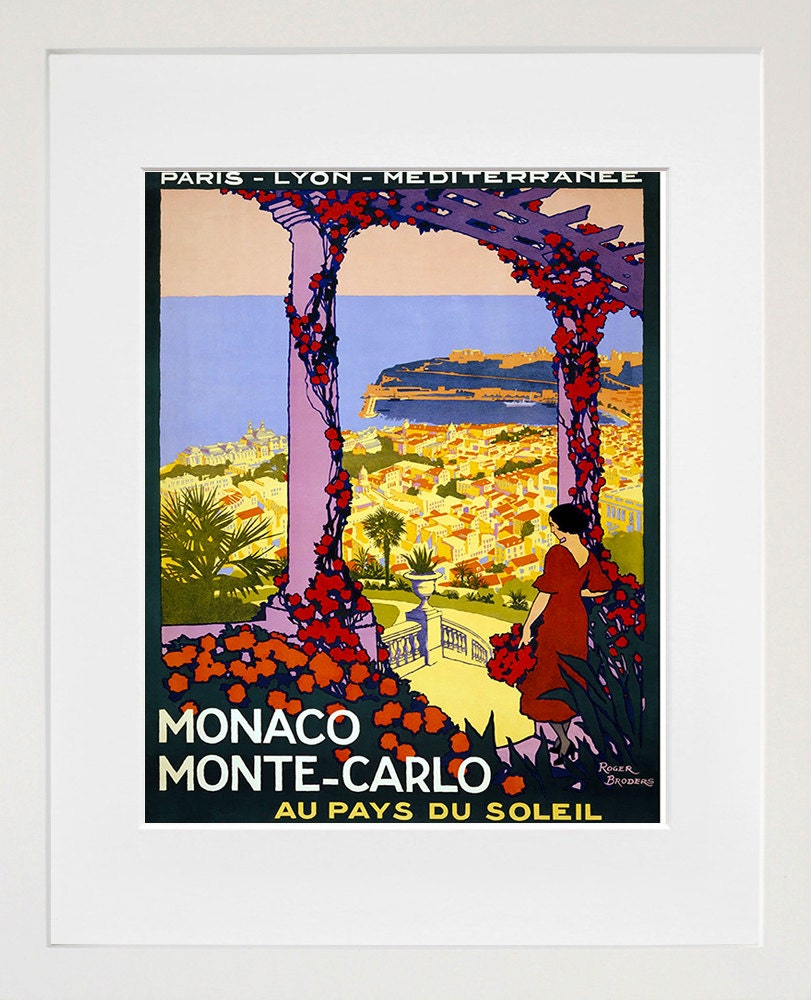 France Art Print Monte Carlo Vintage Travel Poster (TR85)
