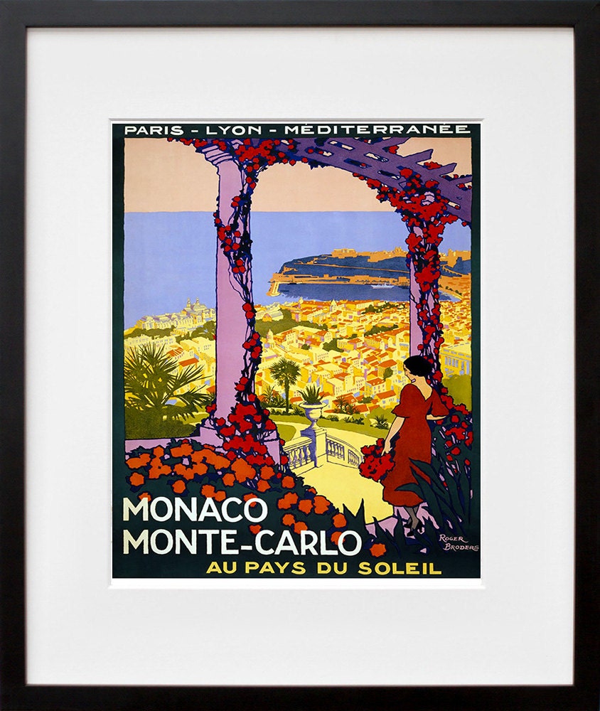 France Art Print Monte Carlo Vintage Travel Poster (TR85)