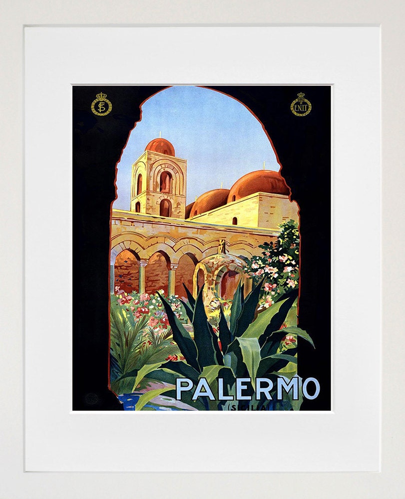 Italy Wall Art Print Palermo Vintage Travel Poster (TR76)