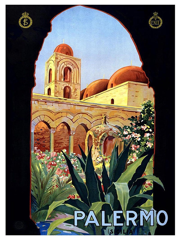 Italy Wall Art Print Palermo Vintage Travel Poster (TR76)