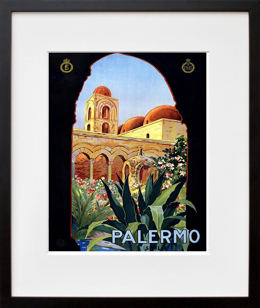 Italy Wall Art Print Palermo Vintage Travel Poster (TR76)
