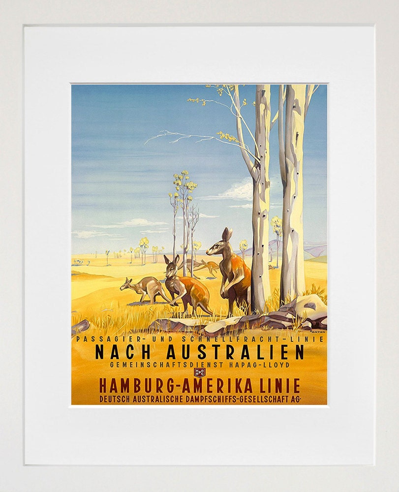 Australia Art Print Kangaroo Travel Poster (TR99)