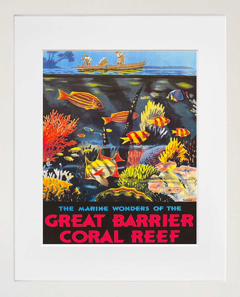 Australia Travel Poster Art Great Barrier Reef Print Retro (TR112)