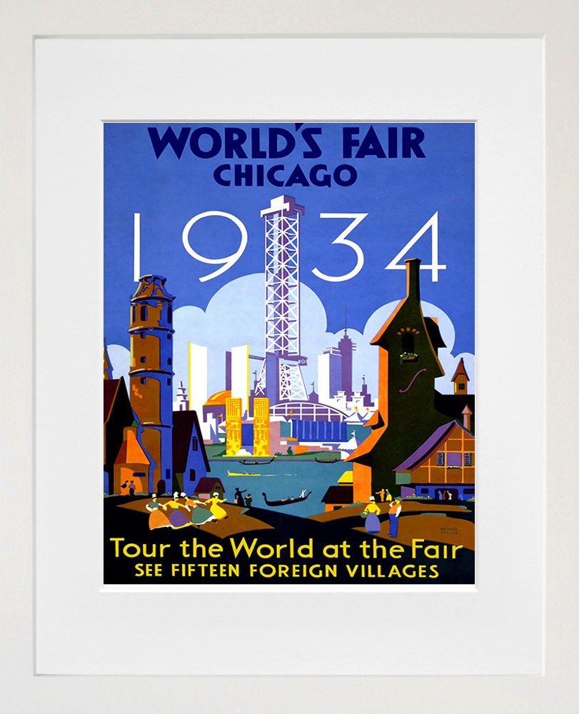 Chicago Travel Art Vintage World's Fair Poster Print (TR123)