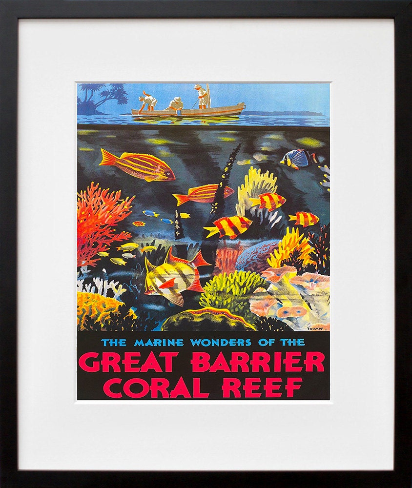 Australia Travel Poster Art Great Barrier Reef Print Retro (TR112)