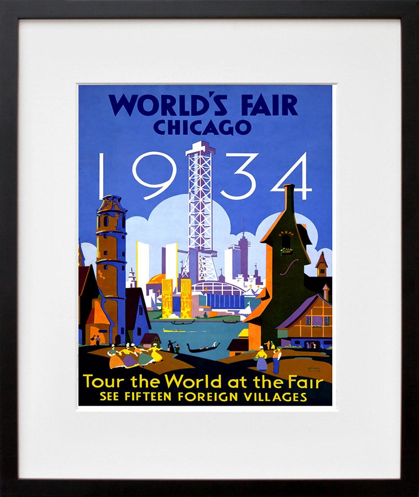Chicago Travel Art Vintage World's Fair Poster Print (TR123)