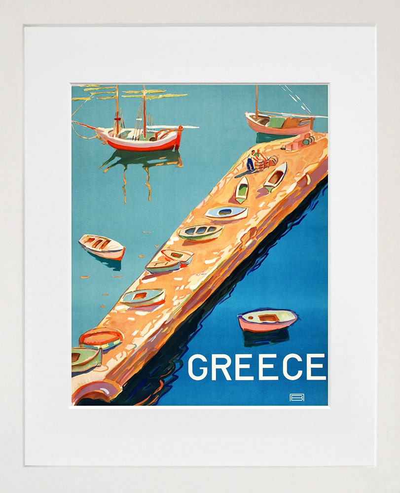 Travel Art Greece Print Poster Greek Vintage Home Decor (XR80)