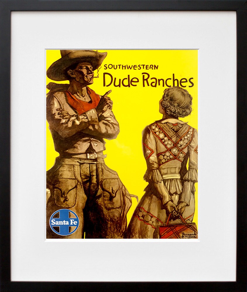 Santa Fe Dude Ranches Poster Vintage Travel Art Western Decor (ZT180)