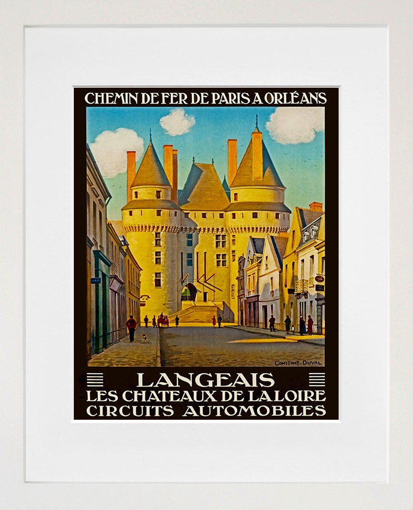 Art French Travel Poster France Langeais Vintage Print (ZT168)
