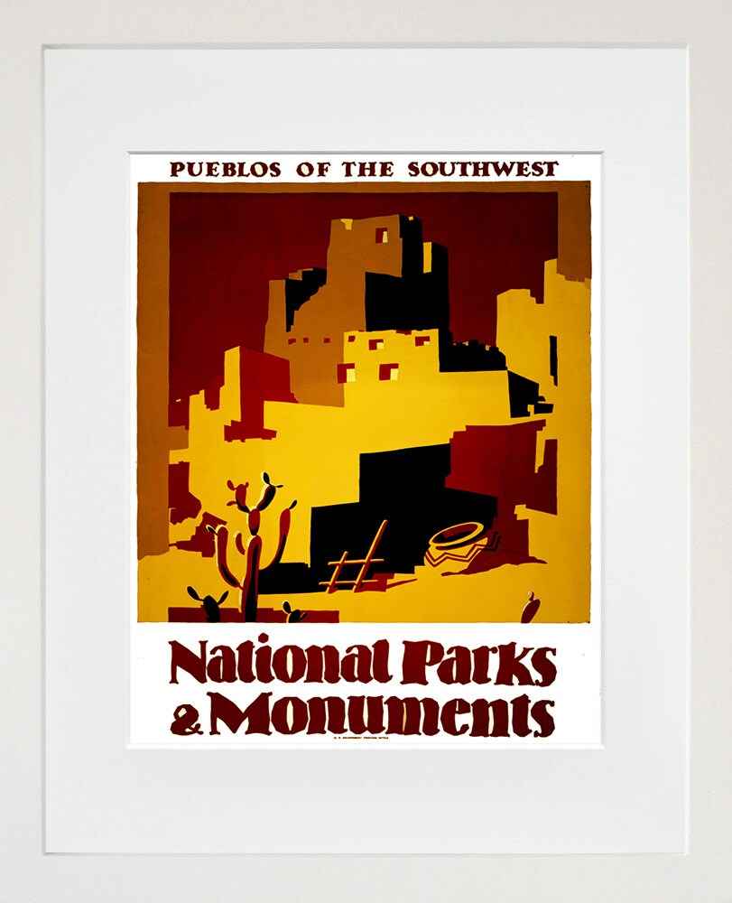 Art National Parks Travel Poster Pueblos Print (ZT182)