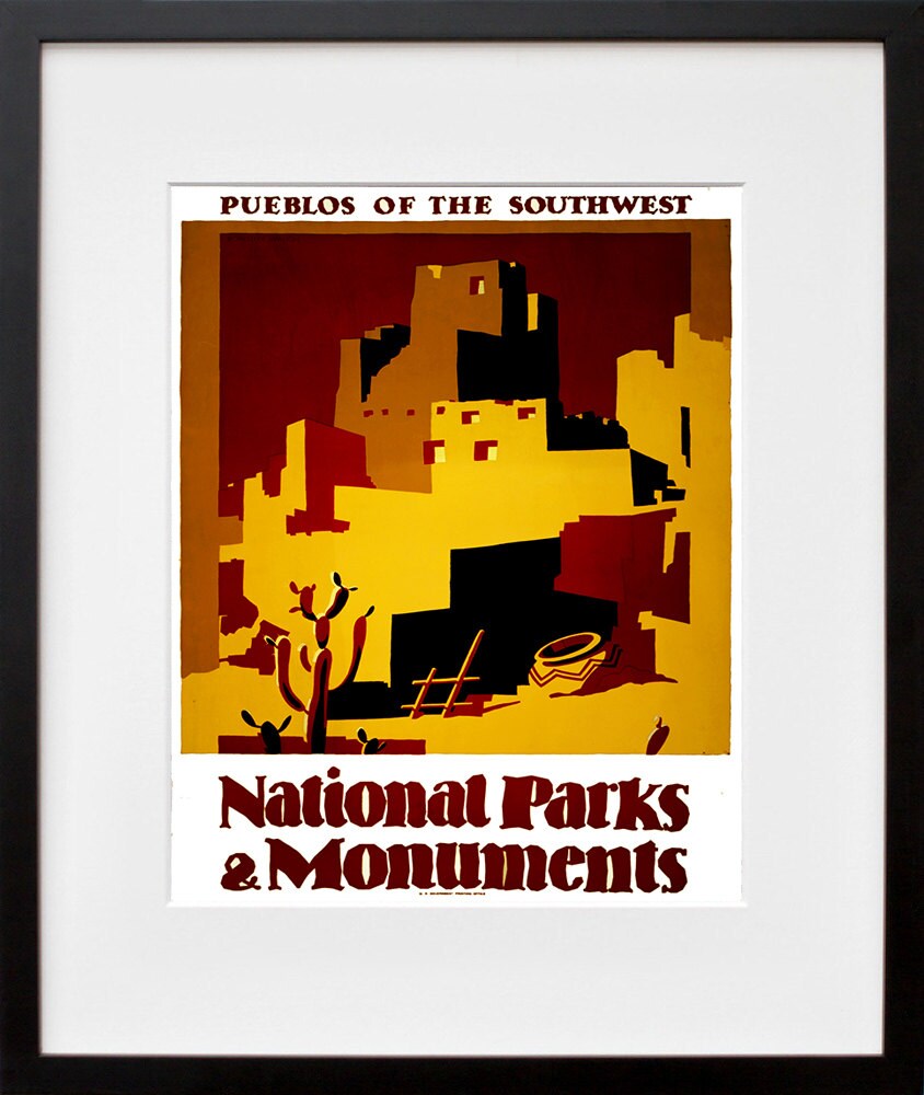 Art National Parks Travel Poster Pueblos Print (ZT182)
