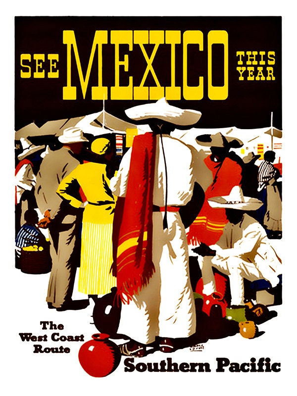 Art Mexico Travel Poster Mexican Vintage Print (ZT158)