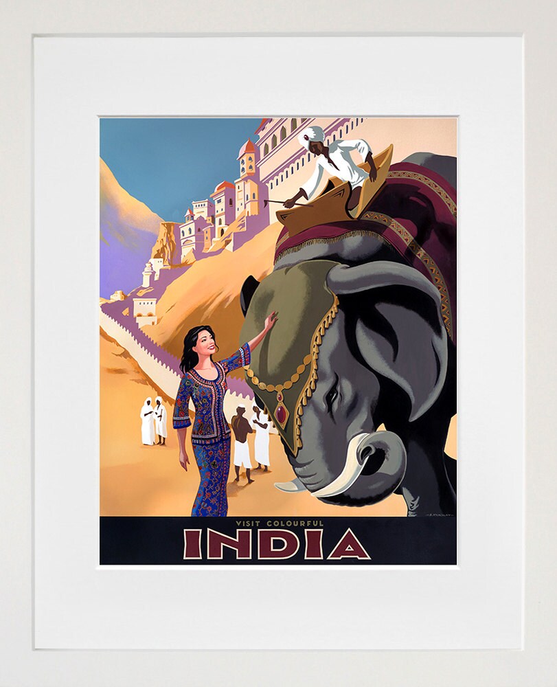 Travel Art India Poster Vintage Elephant Print Wall Decor (ZT236)