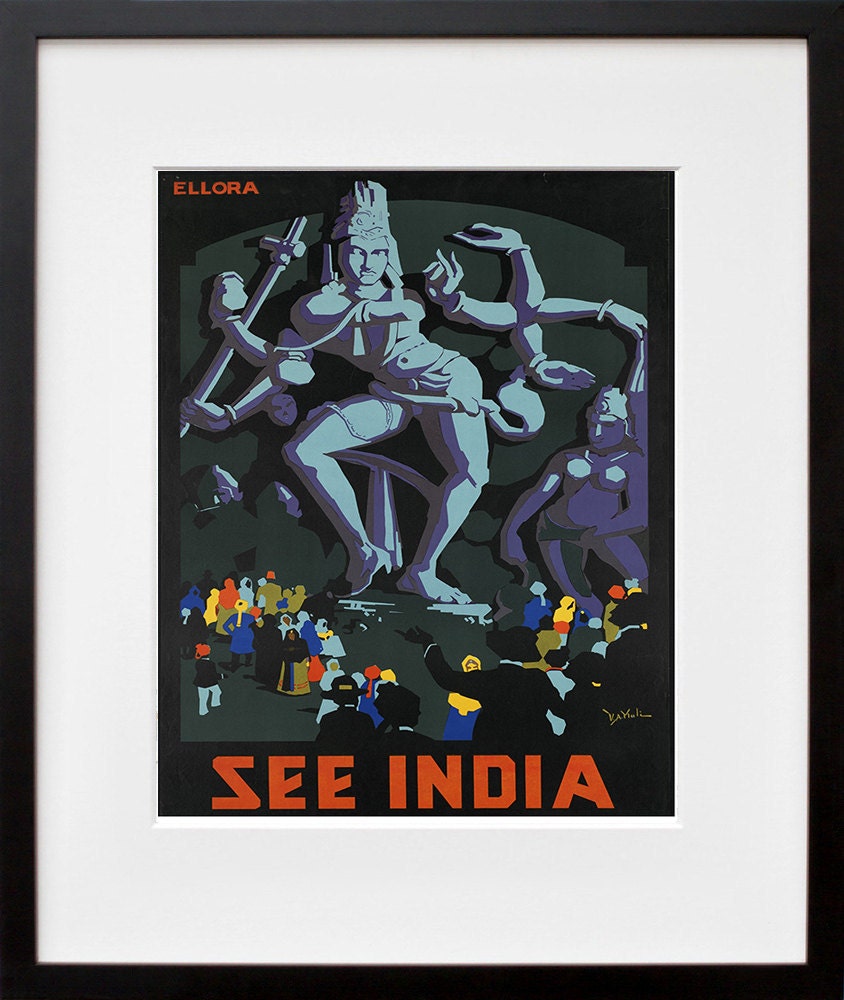 Travel Art India Poster Vintage Temple Print Wall Decor (ZT235)