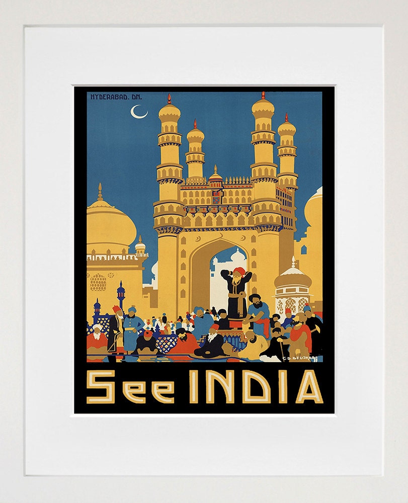 Travel Poster India Vintage Print  Wall Art (ZT239)