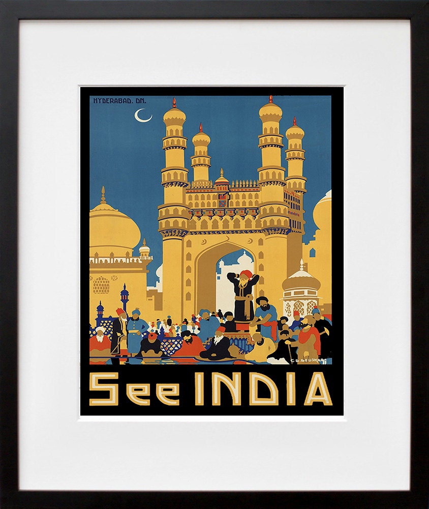 Travel Poster India Vintage Print  Wall Art (ZT239)