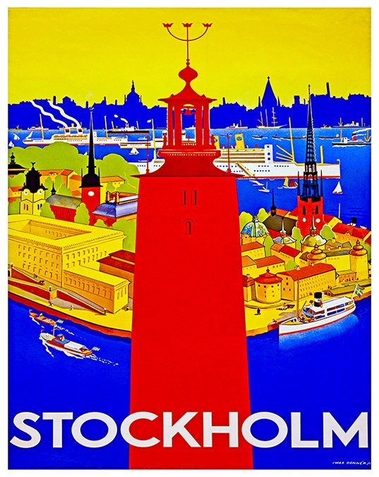 Sweden Travel Poster Stockholm Wall Art Print (ZT325)