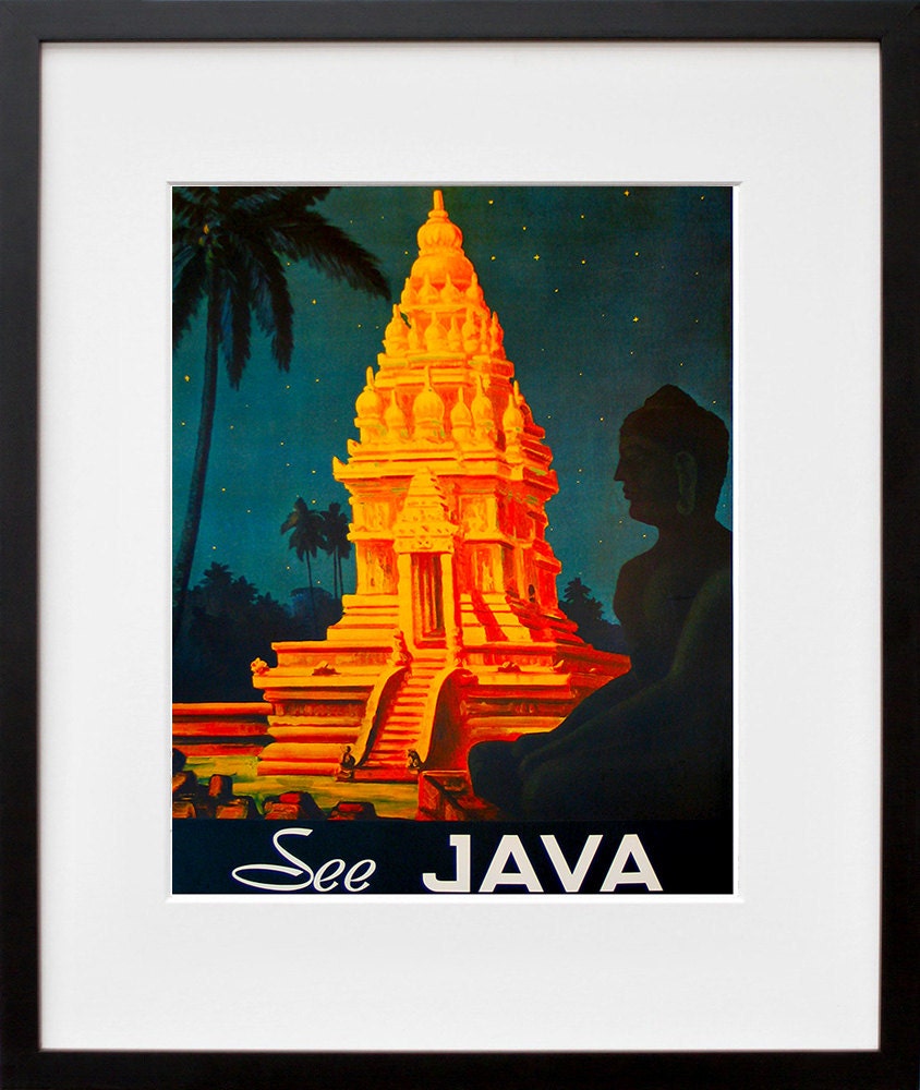 Java Travel Poster Indonesia Decor Wall Art Print (ZT267)