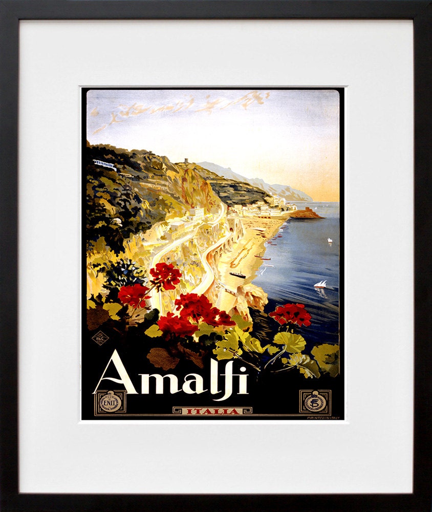 Italian Travel Poster Italy Wall Art Amalfi Print (ZT283)