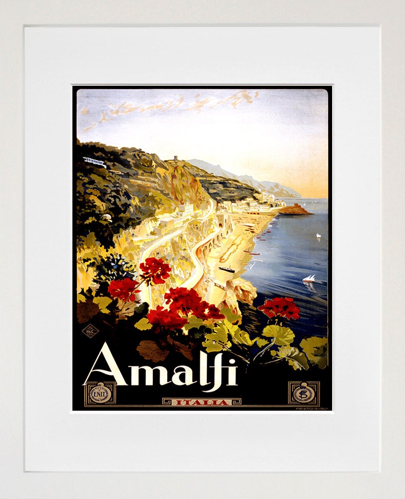 Italian Travel Poster Italy Wall Art Amalfi Print (ZT283)