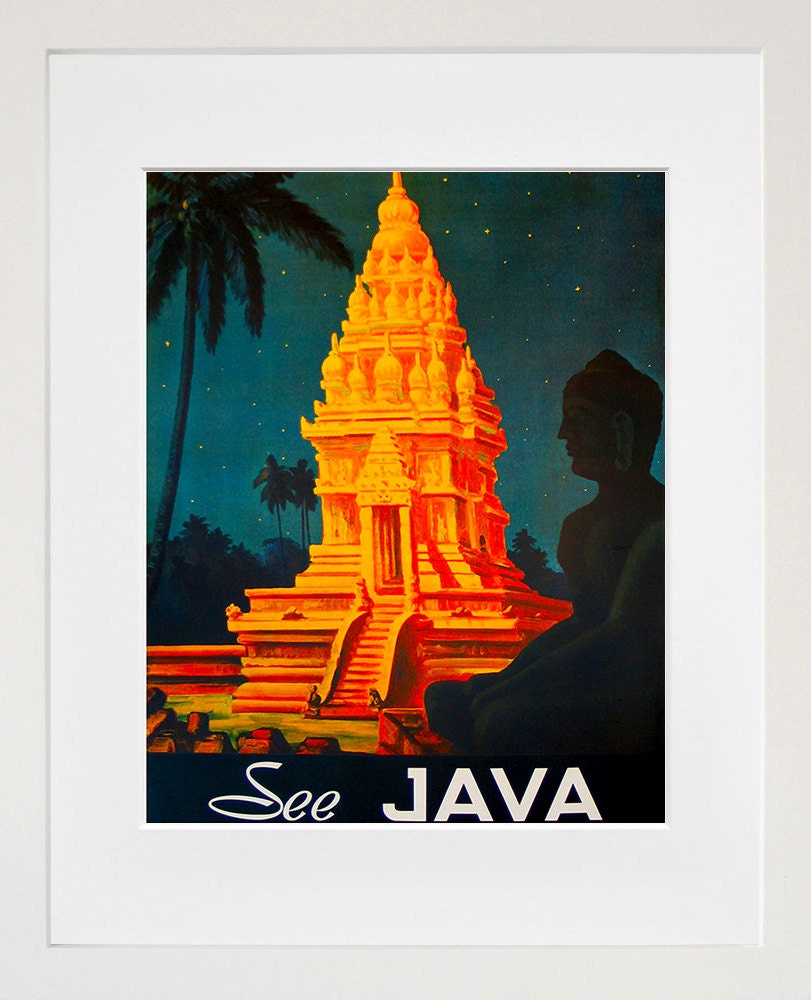 Java Travel Poster Indonesia Decor Wall Art Print (ZT267)