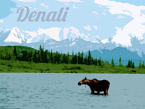 Denali National Park Art Alaska Travel Poster Print Home Decor (ZB2)